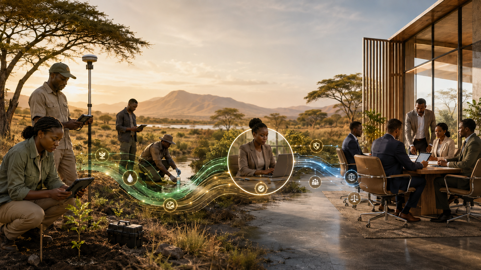 Illustrative field-to-enterprise climate evidence assurance